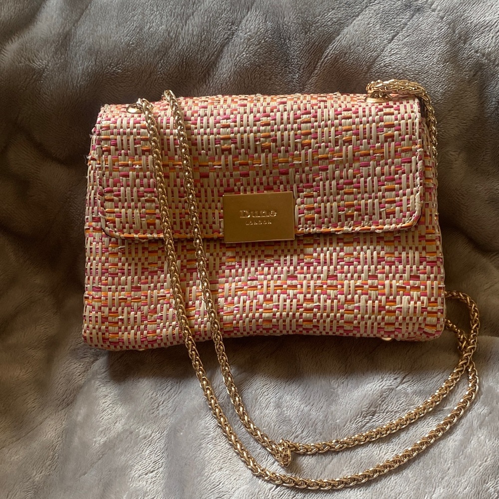 Dune London Woven Bag in Pink and Gold